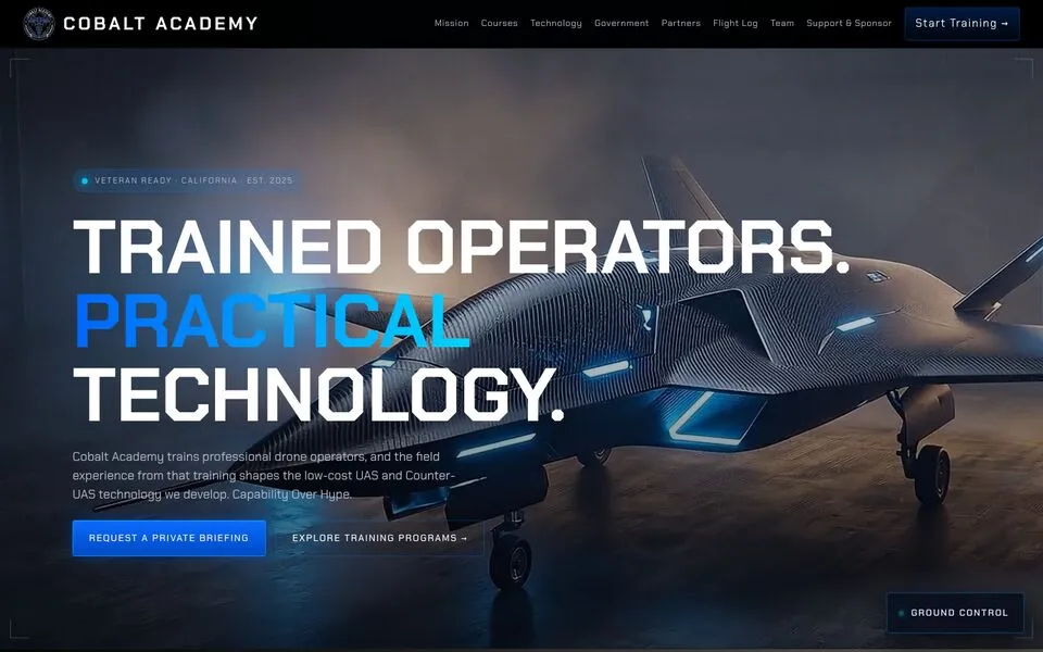 Homepage of Cobalt Academy